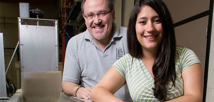 University of Illinois researchers Tatiana Garcia, a graduate student and civil and environmental engineering professor Marcelo Garcia. Photo by L. Brian Stauffer, University of Illinois News Bureau.